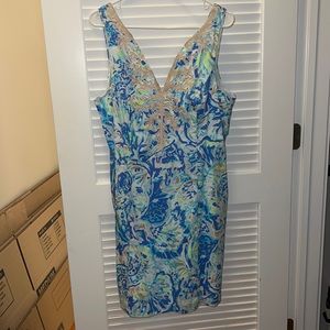 Lilly Pulitzer vneck tank dress with beading and sequin detail size 14